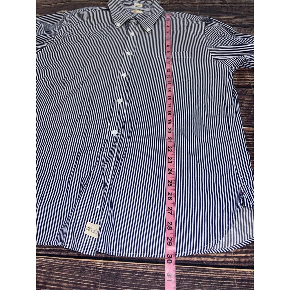 Etiqueta Negra Button Down Dress Blue White stripe Long sleeve Sz L Poplin 80/2 - Picture 7 of 7